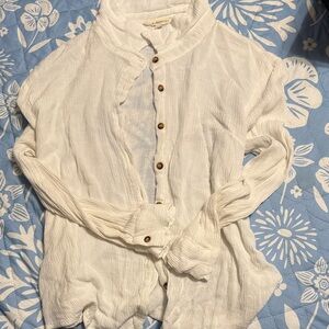 La Hearts Cream Textured Blouse